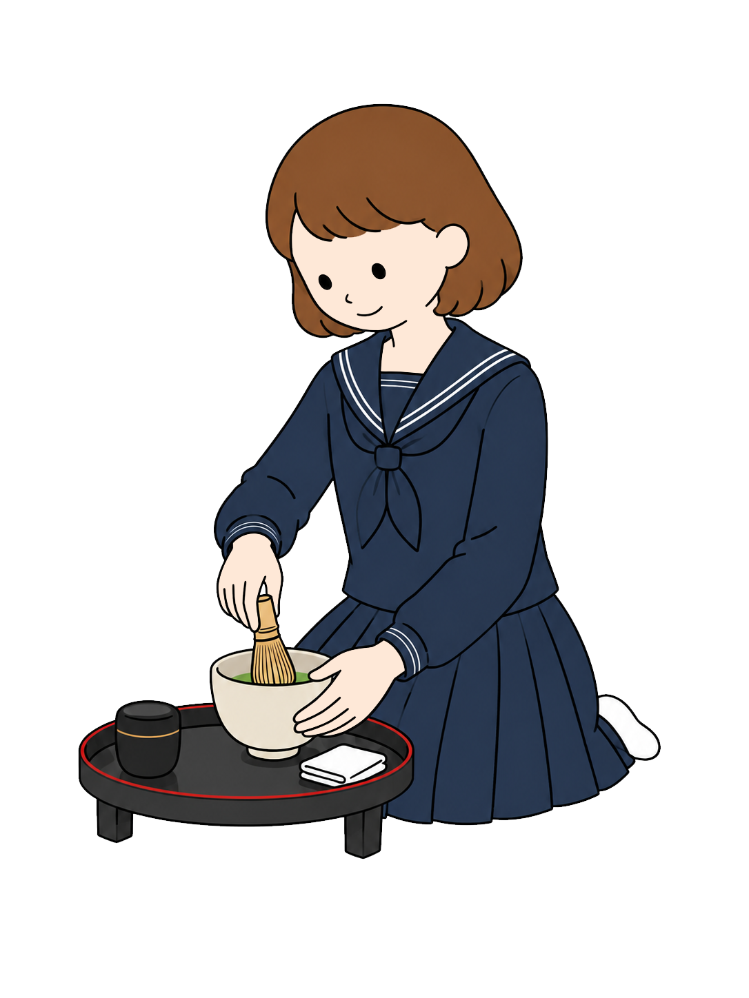 茶道部でお茶を点てる中学生YURUNDOイラスト