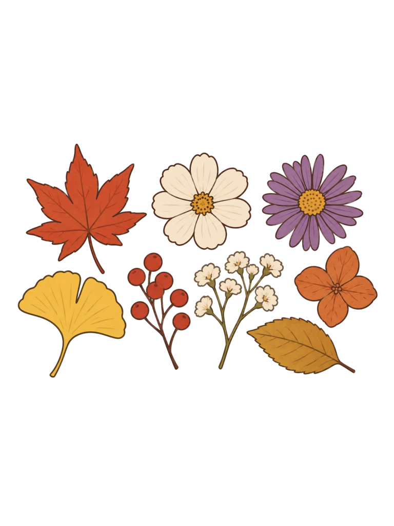 Pressed autumn flowers