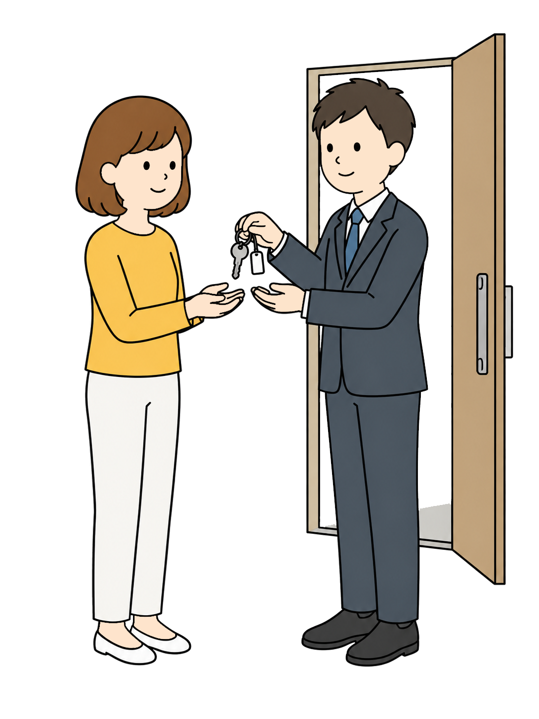 YURUNDO illustration: Receiving the Keys to a New Home