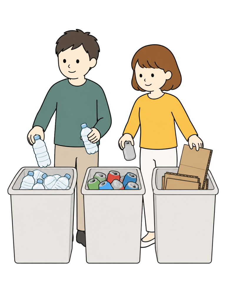 Residents participating in a recycling collection activity