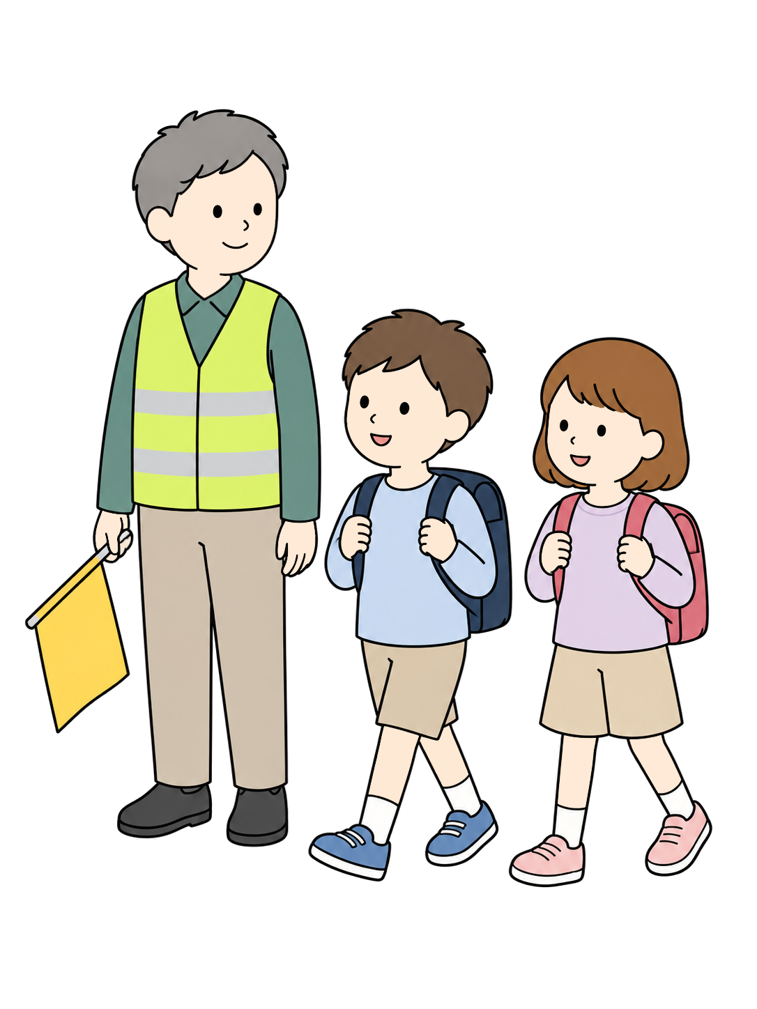 通学路で子どもを見守る地域ボランティアYURUNDOイラスト