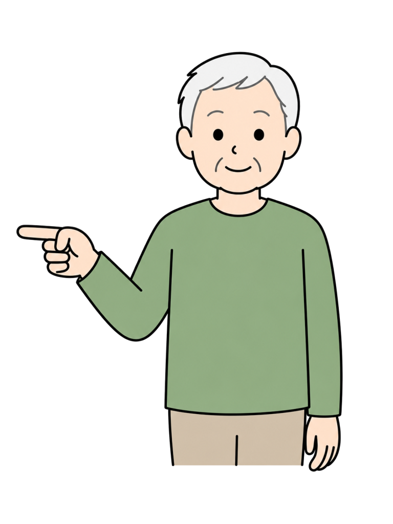 YURUNDO illustration: senior man pointing