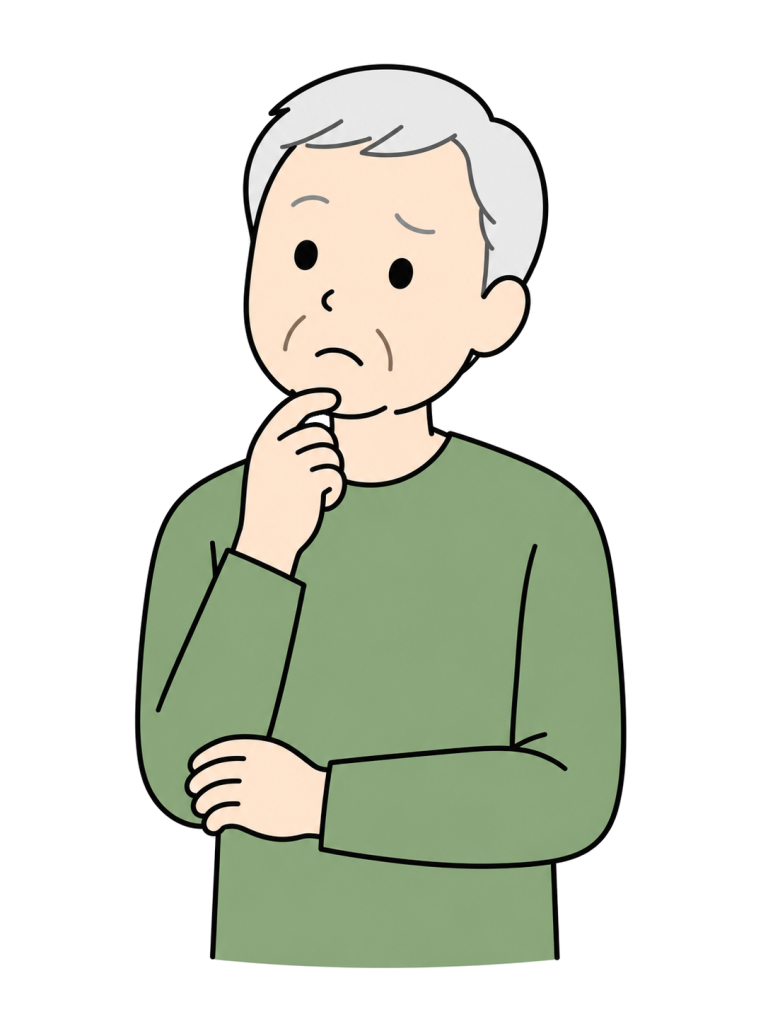 Senior man with question