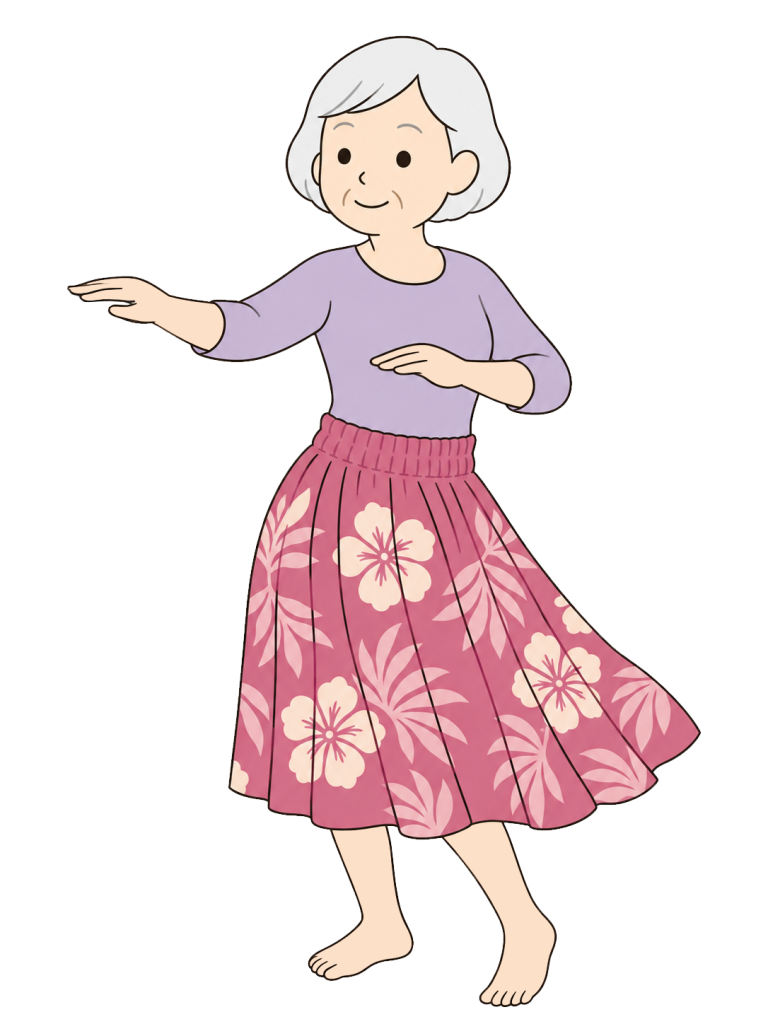 Senior woman dancing hula