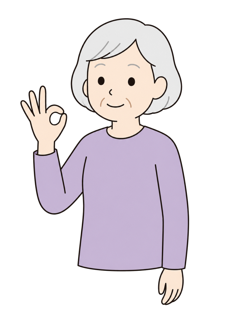 YURUNDO illustration: senior woman making an ok gesture