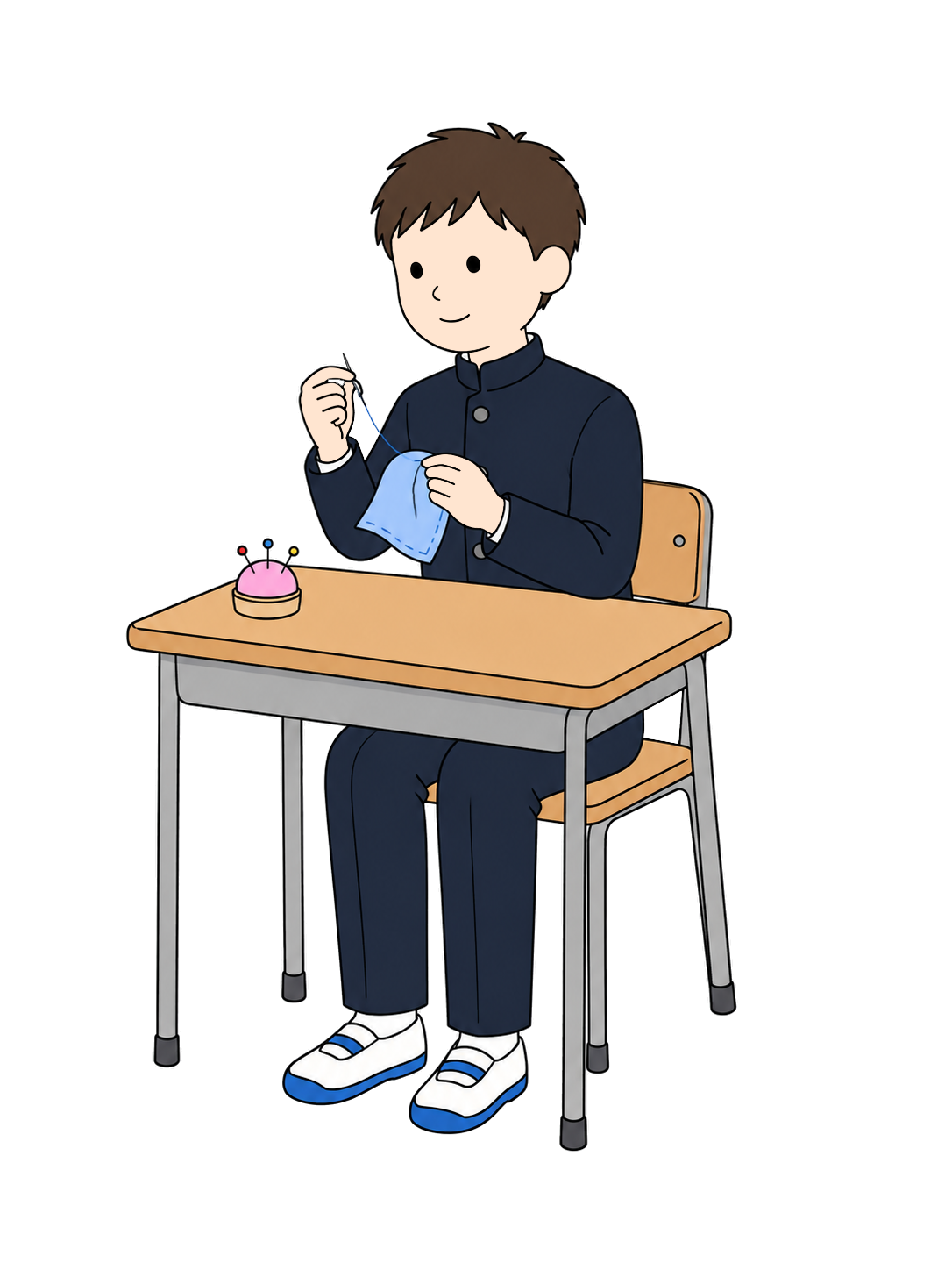 家庭科部で裁縫をする中学生YURUNDOイラスト