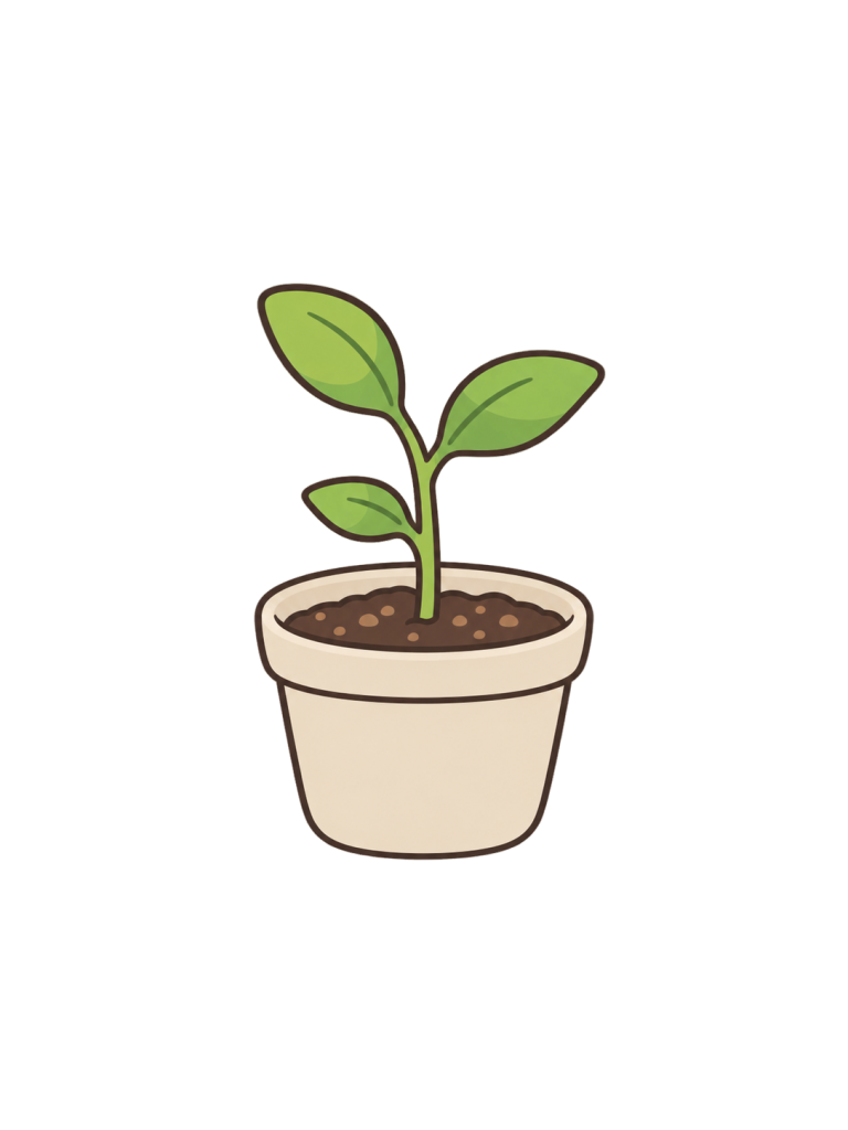 白背景の小さな鉢植えの挿し木のYURUNDOイラスト素材
