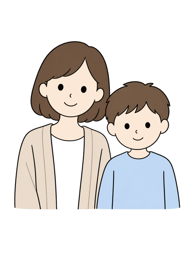 Smiling parent and child