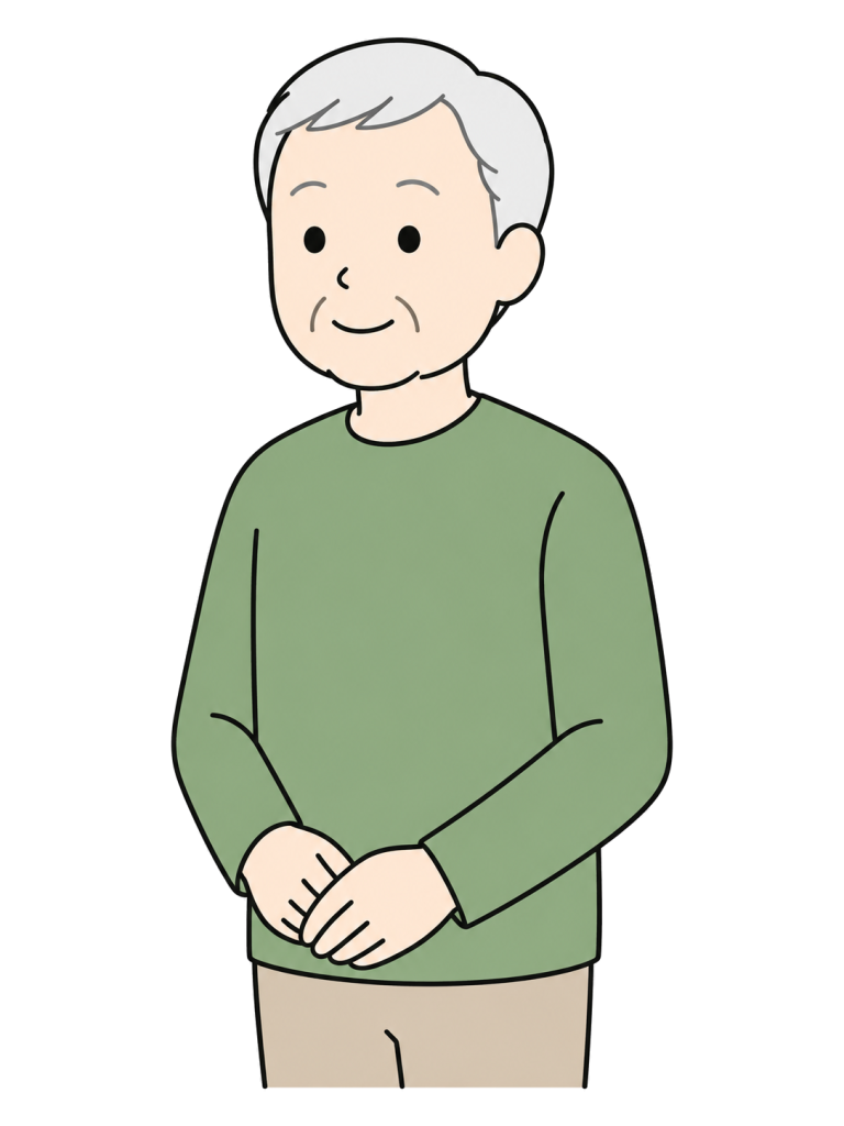笑顔の高齢男性のYURUNDOイラスト