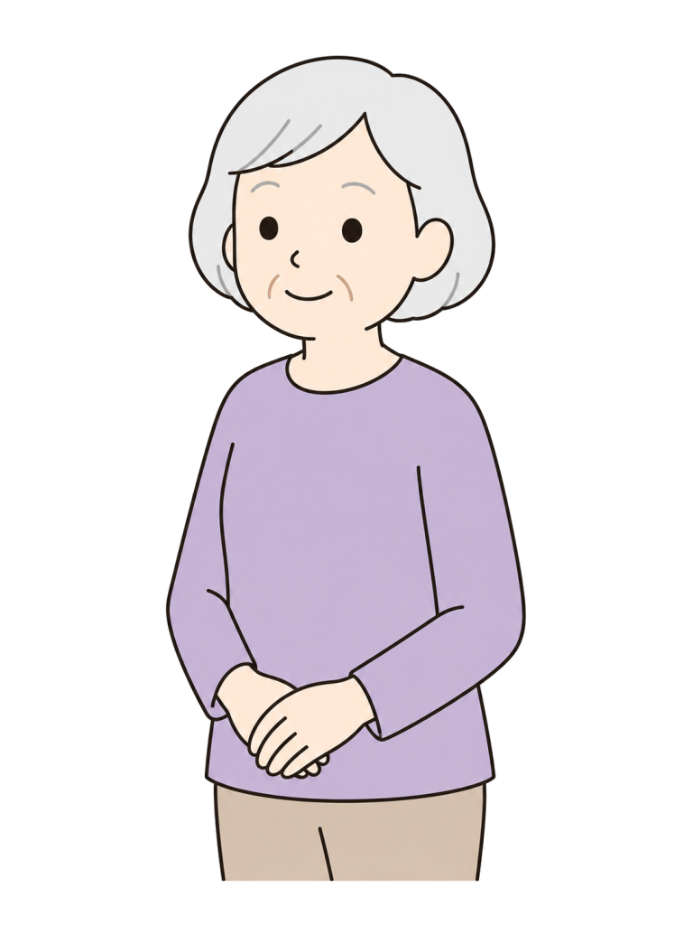 笑顔の高齢女性のYURUNDOイラスト