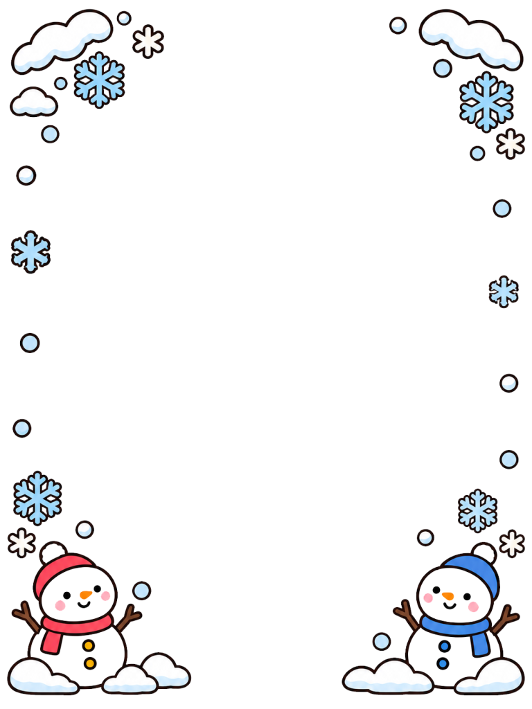 Snowman and snow decorative frame
