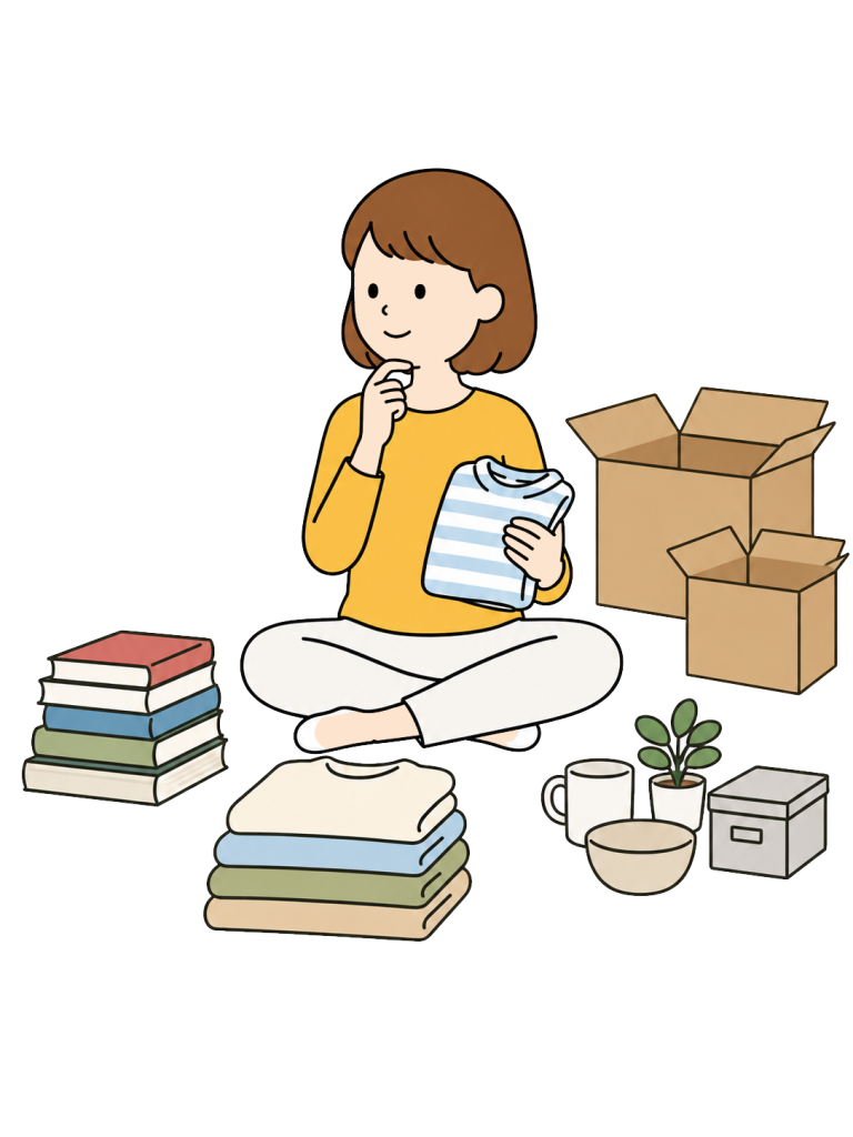 Sorting belongings before moving