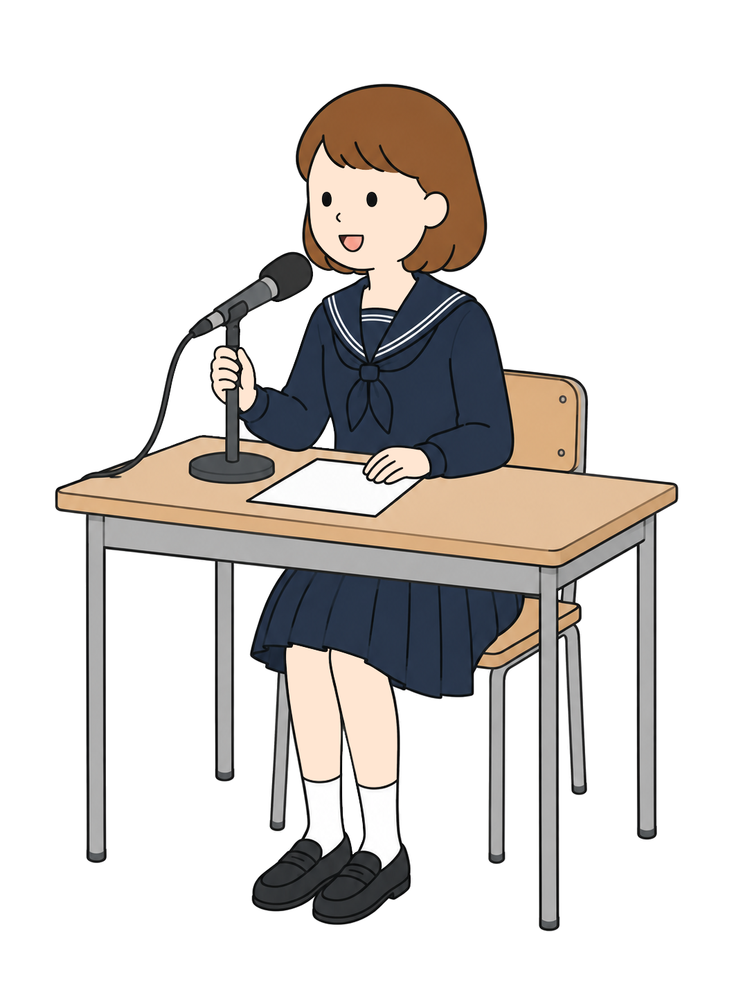 放送部でマイクに向かって話す中学生YURUNDOイラスト
