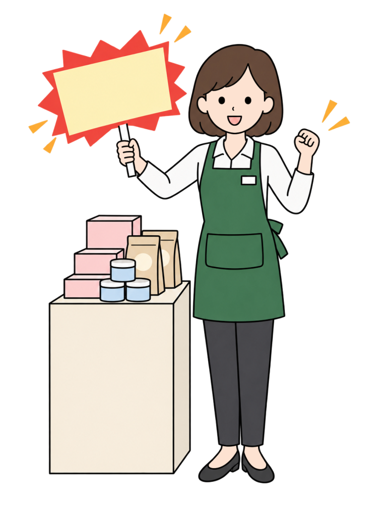 Staff announcing a sale