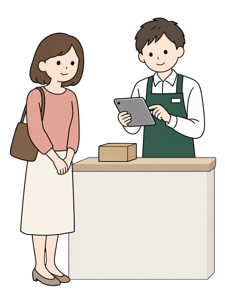 Staff checking product stock for a customer
