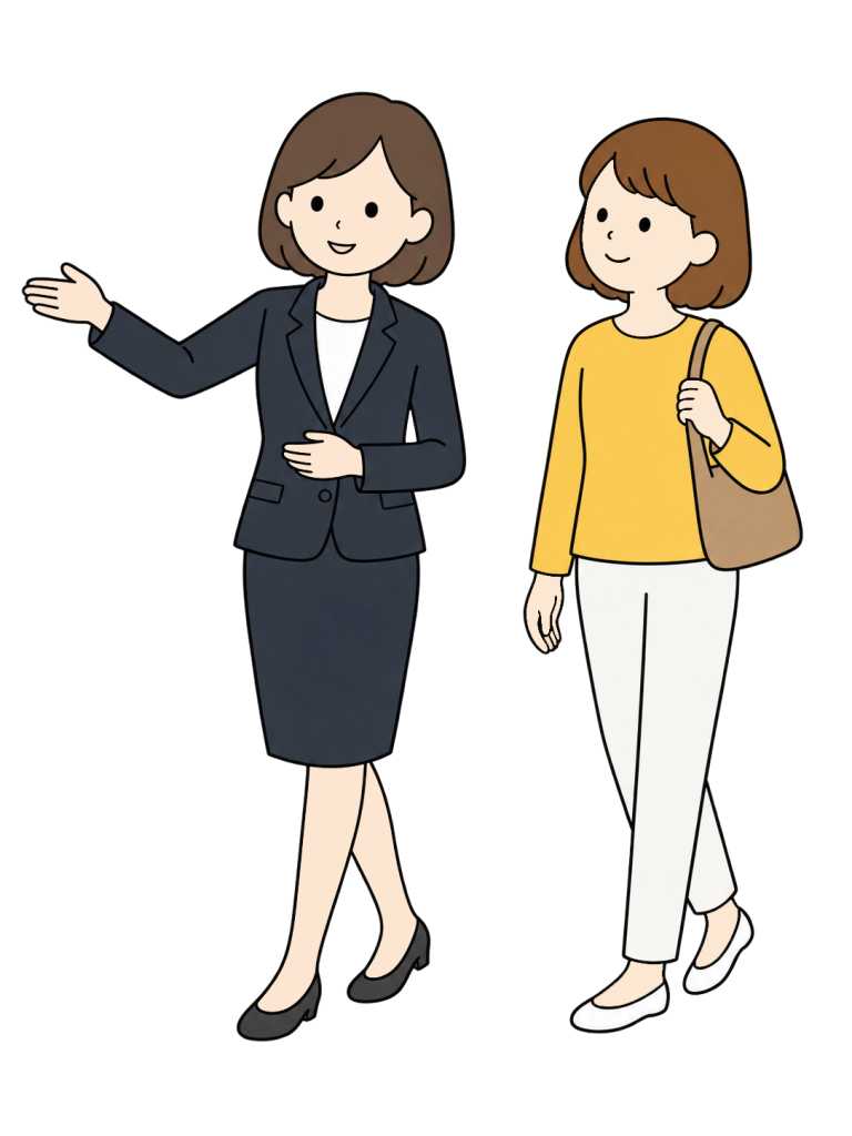 Staff guiding a customer