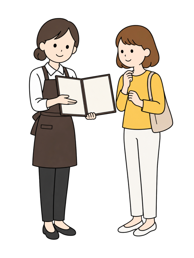 Staff introducing a menu