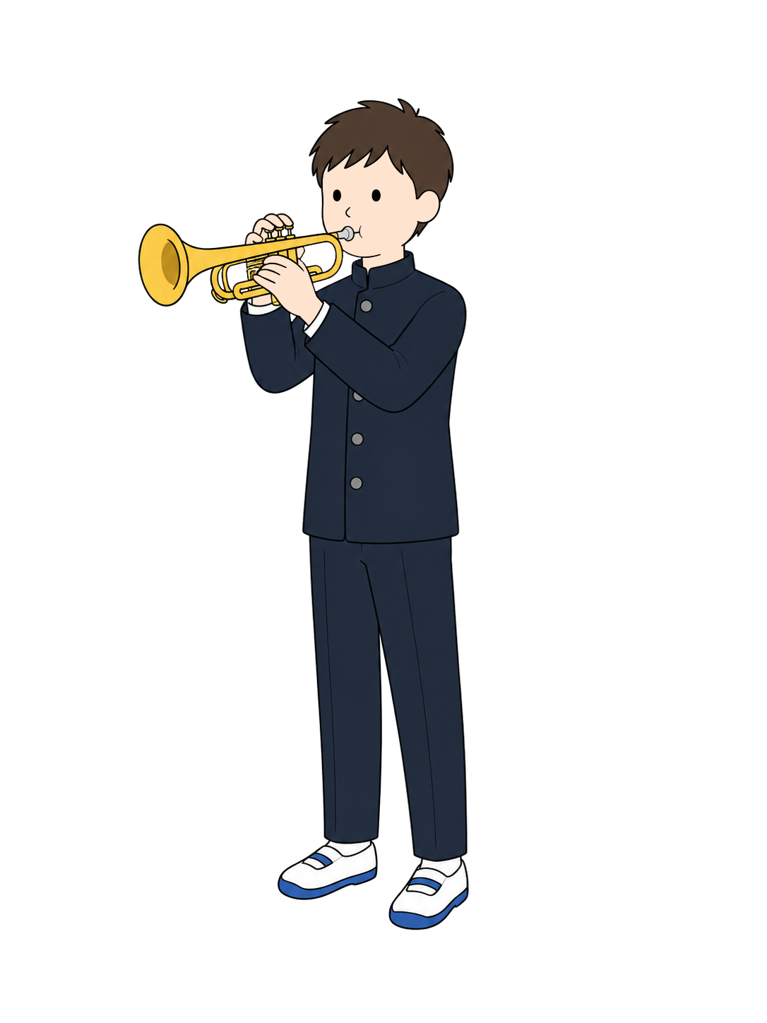 吹奏楽部でトランペットを演奏する中学生YURUNDOイラスト