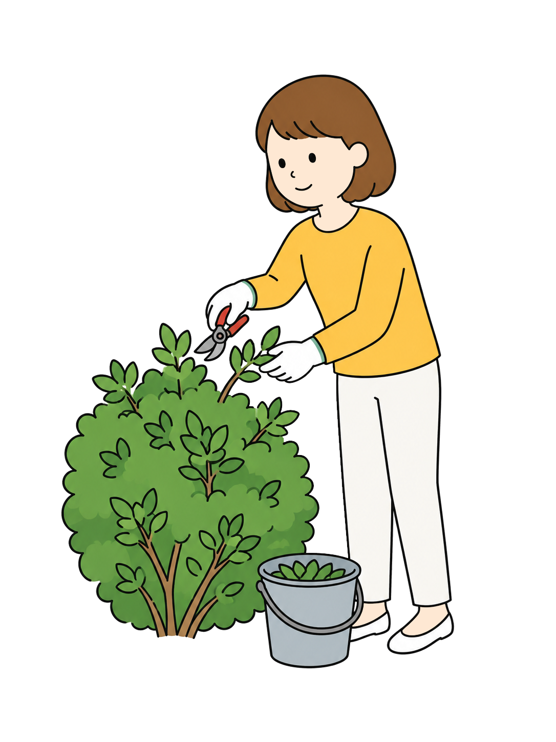 地域の植木を手入れする人YURUNDOイラスト