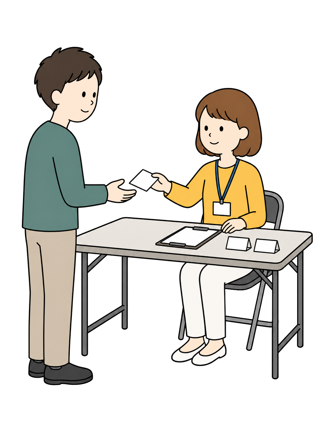 地域イベントの受付をする人YURUNDOイラスト