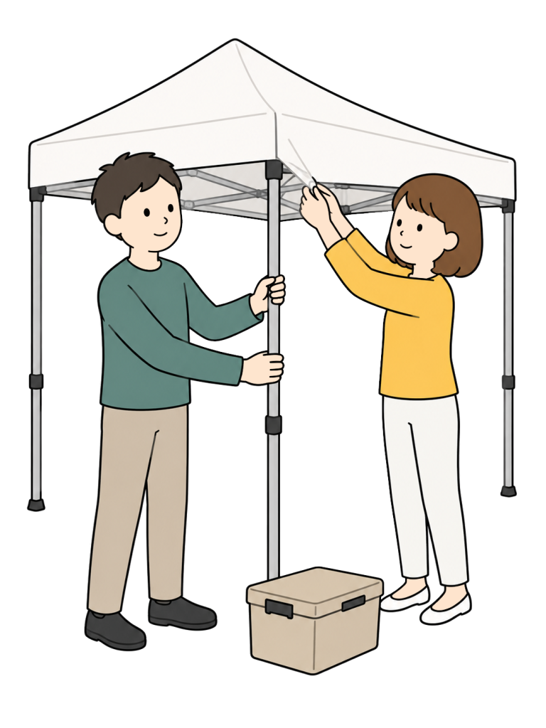 Volunteers setting up a community event
