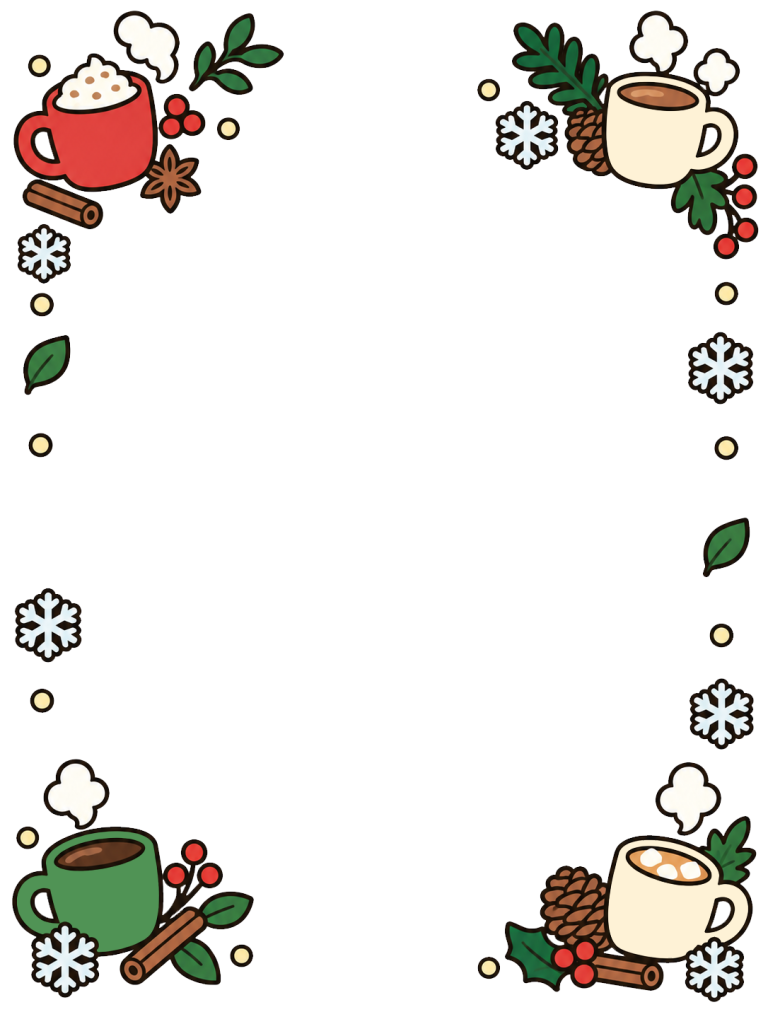 Warm winter drinks decorative frame