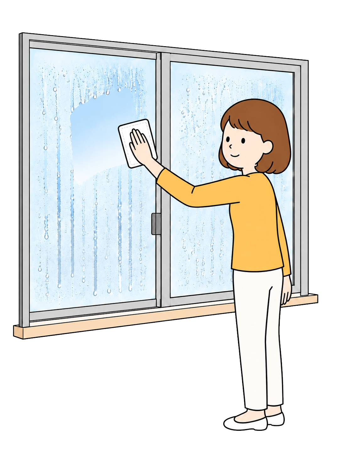 YURUNDO illustration: Wiping Window Condensation