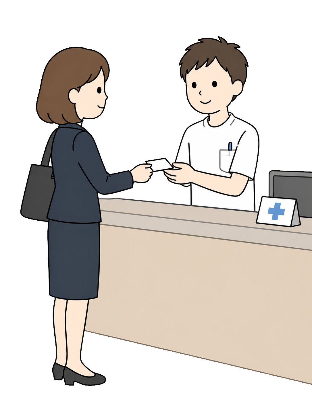YURUNDO illustration: Woman Checking In at a Clinic Reception