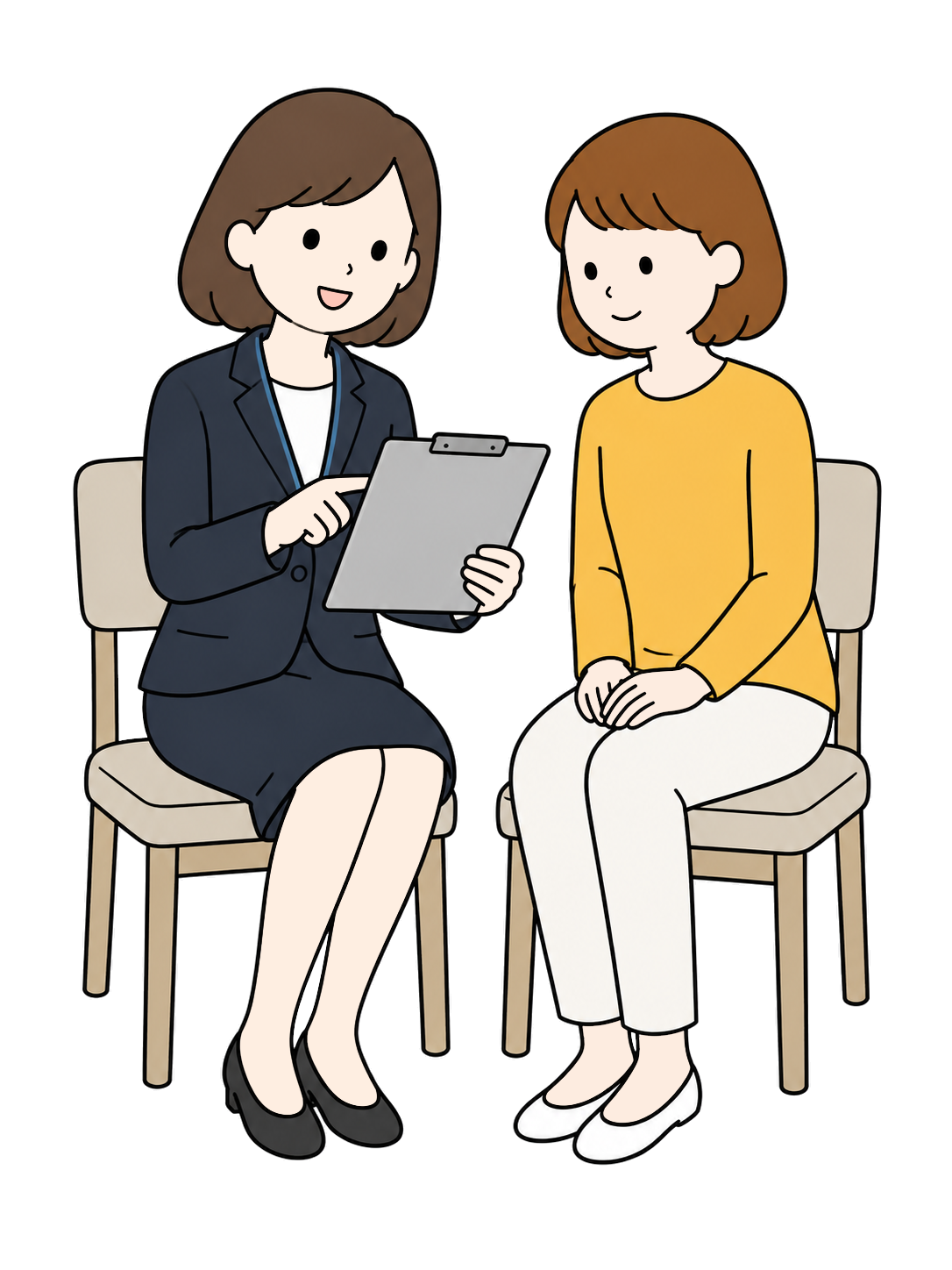 YURUNDO illustration: Woman Consulting a Public Health Nurse