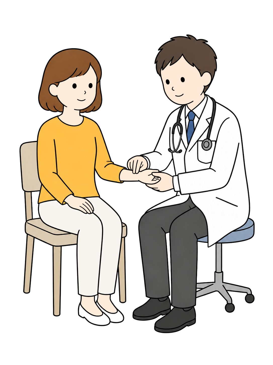 YURUNDO illustration: Woman Having Her Pulse Checked by a Doctor