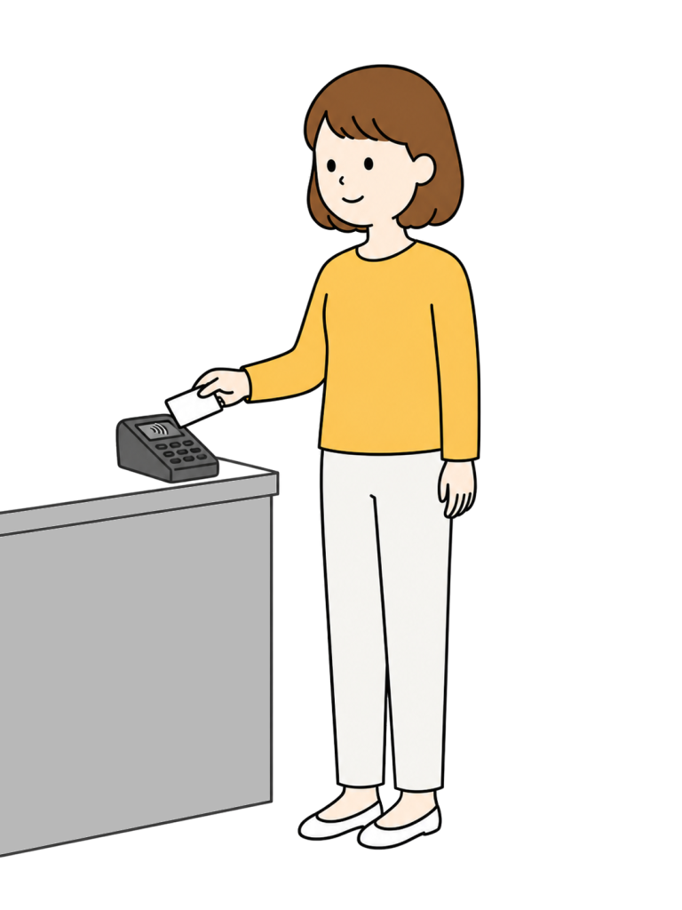 Woman paying by credit card