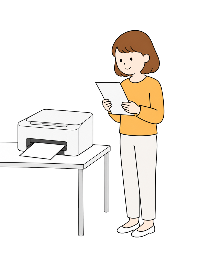 Woman printing a document