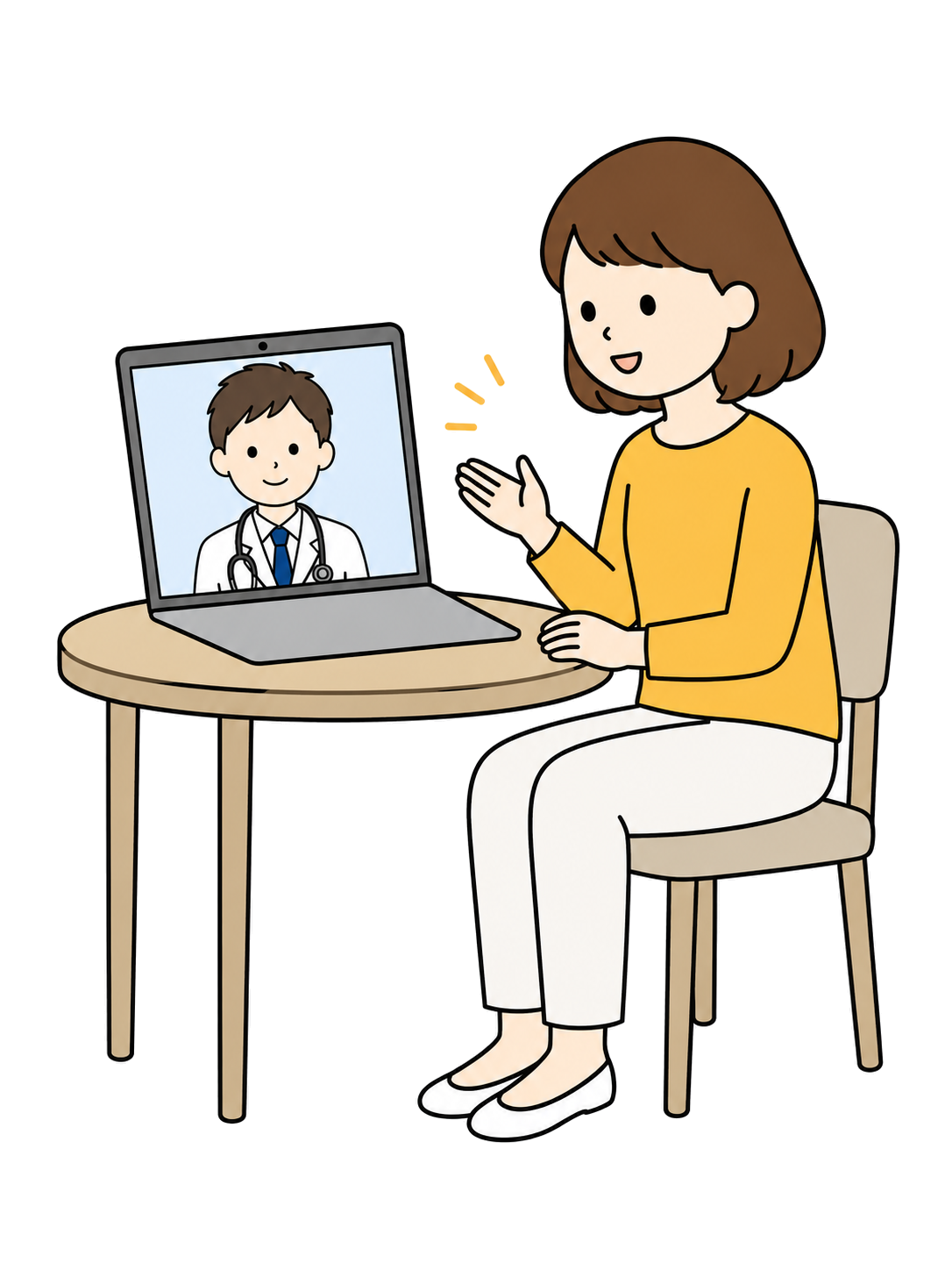 YURUNDO illustration: Woman Receiving Telemedicine