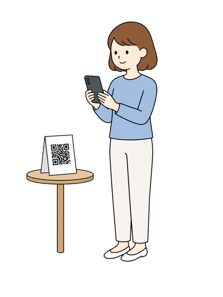 Woman scanning a qr code