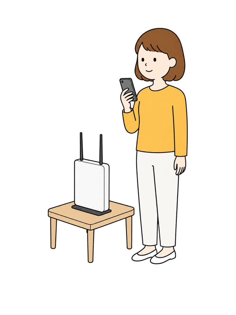 Woman setting up a wi fi router