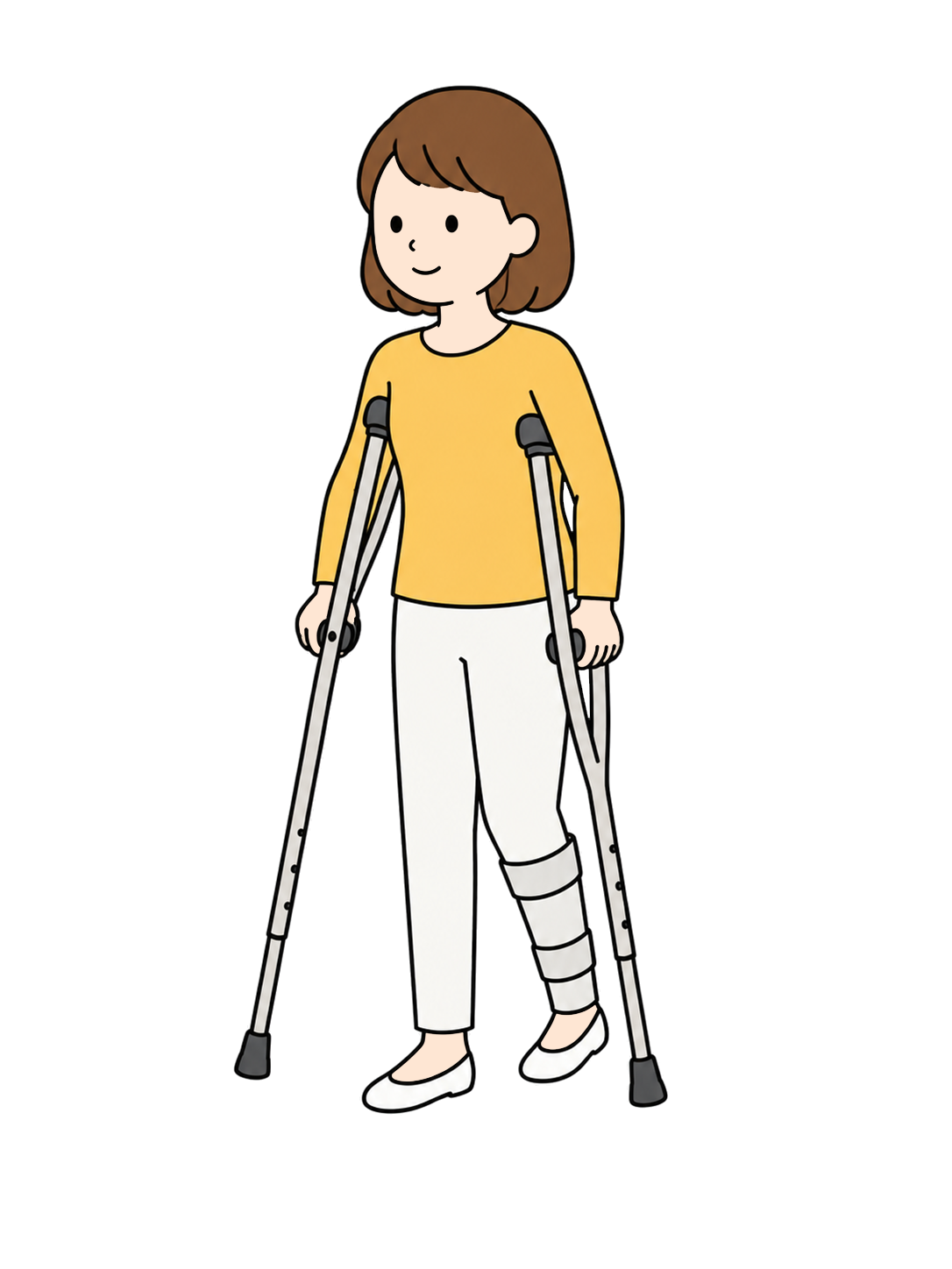 YURUNDO illustration: Woman Walking with Crutches