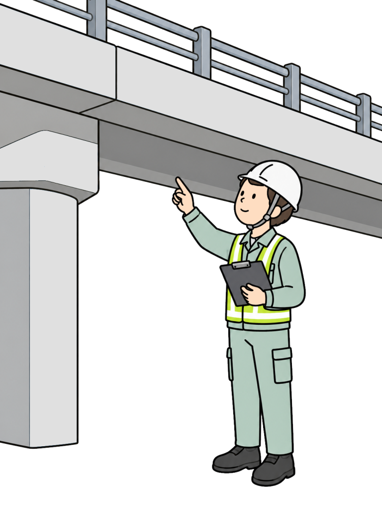 Worker inspecting a bridge