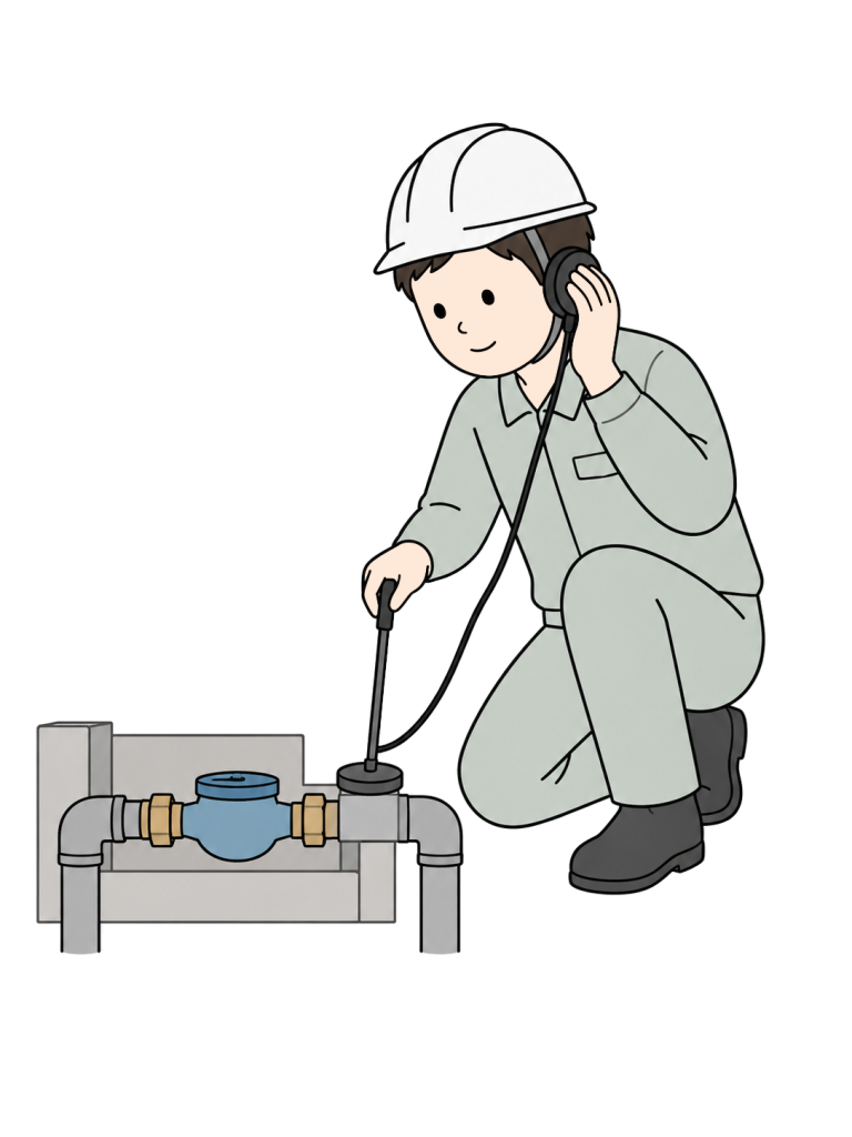 Worker investigating a water leak