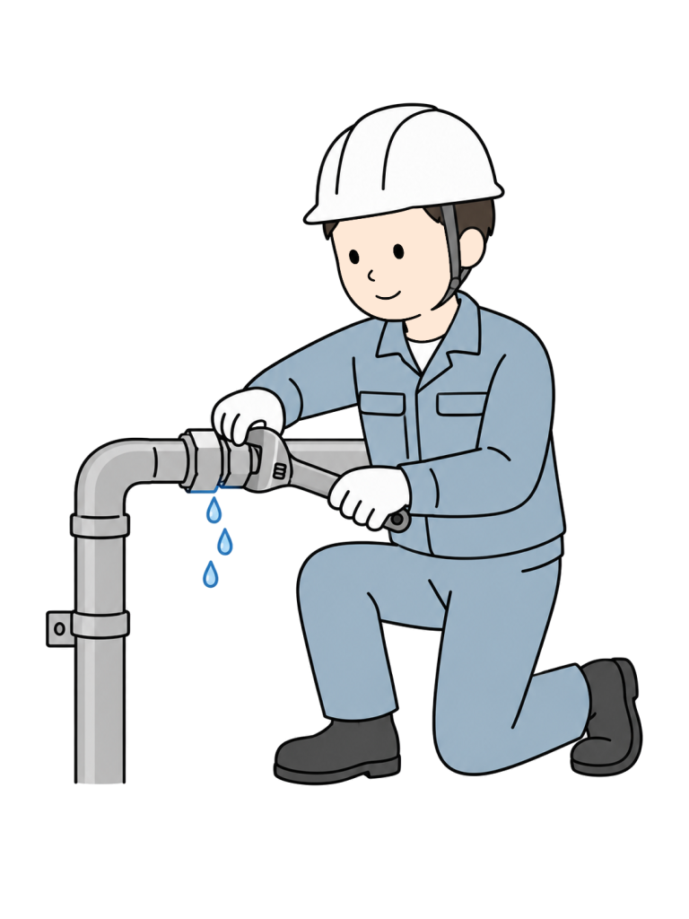 Worker repairing a water pipe