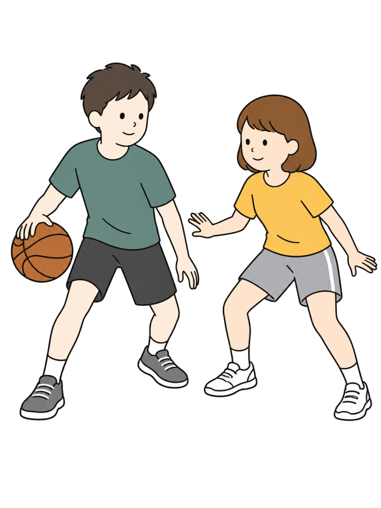 Young people playing basketball
