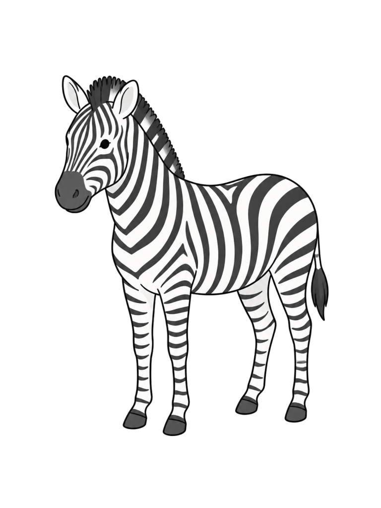 シマウマの全身イラスト