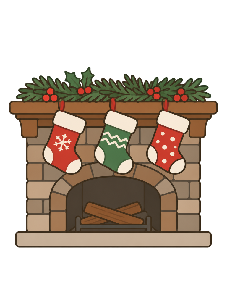 Christmas stockings hanging by the fireplace