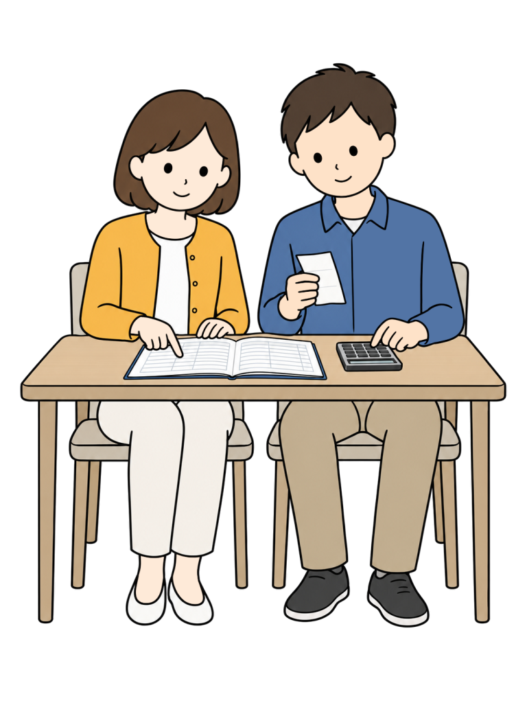 Couple discussing a household budget