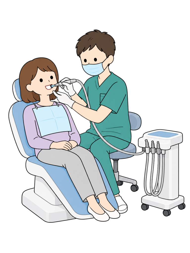 Dental hygienist polishing tooth surfaces