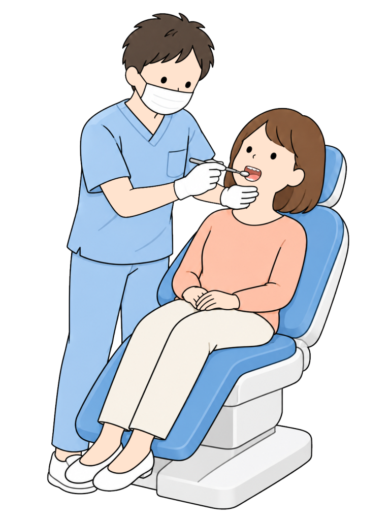 Dentist measuring periodontal pocket depth