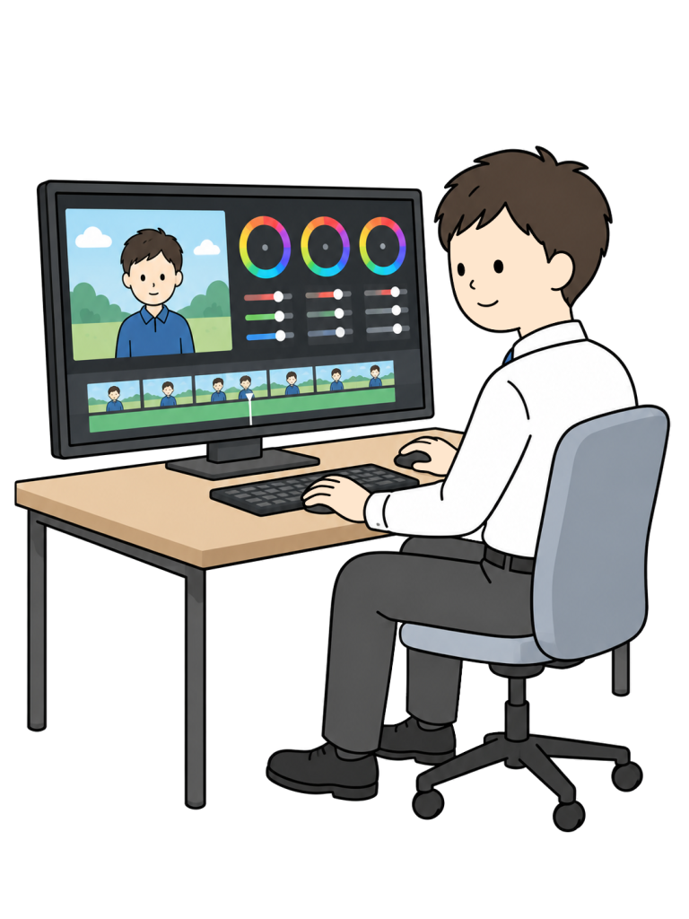 Editor color correcting a video