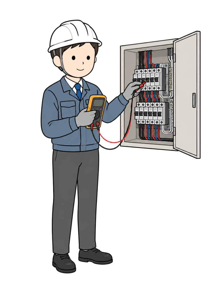 Electrical inspector checking a distribution board