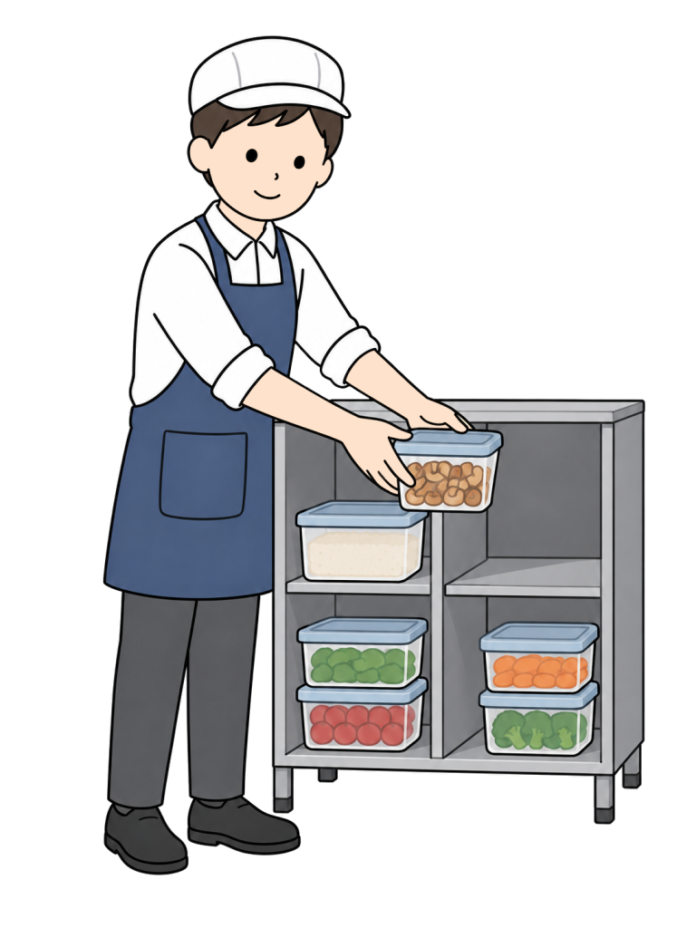 Kitchen staff storing allergen containing ingredients separately