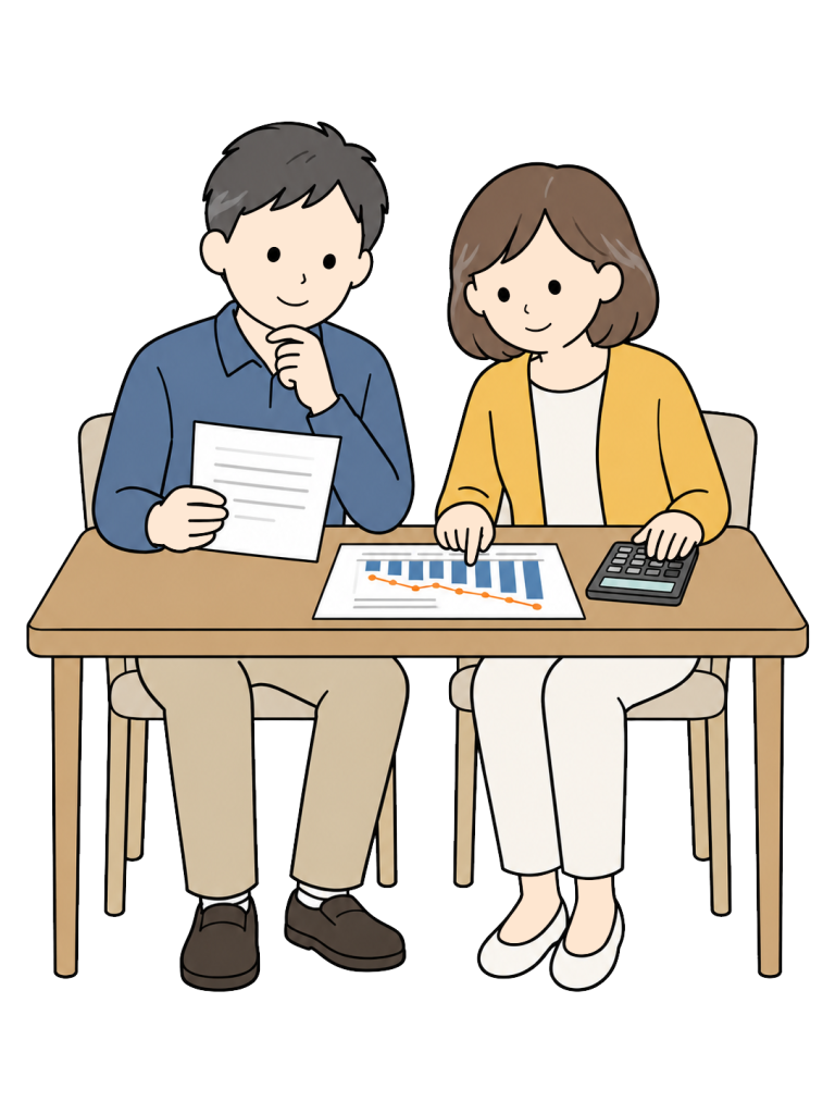 Middle aged couple planning retirement finances