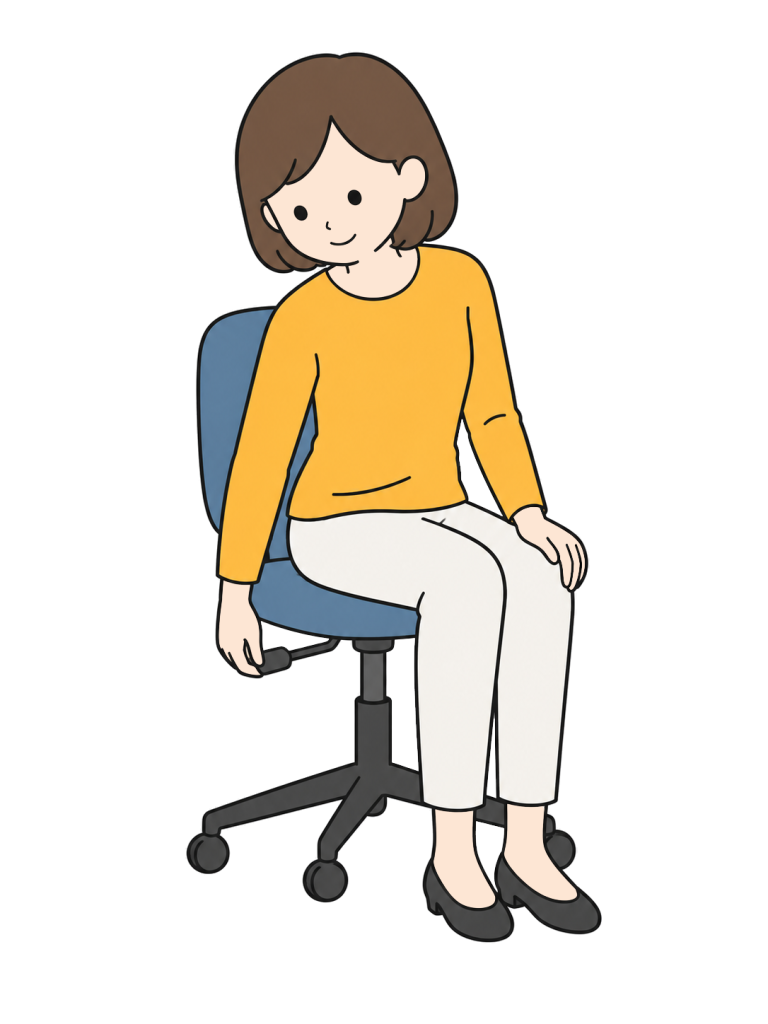 Office worker adjusting chair height